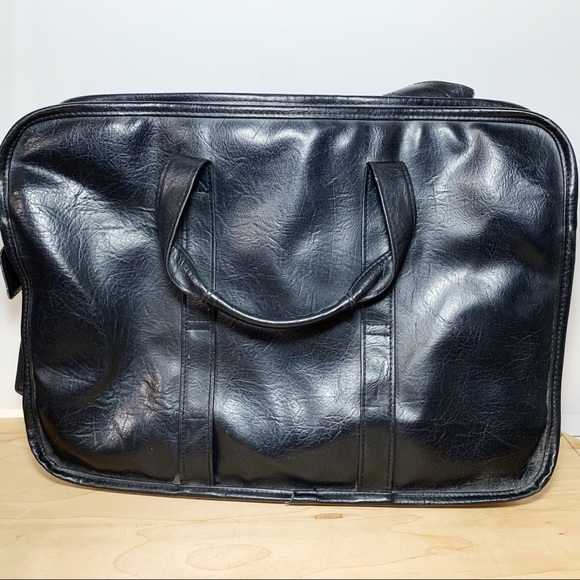 Black Leather Multi-Pocket Laptop Bag - Picture 2 of 7